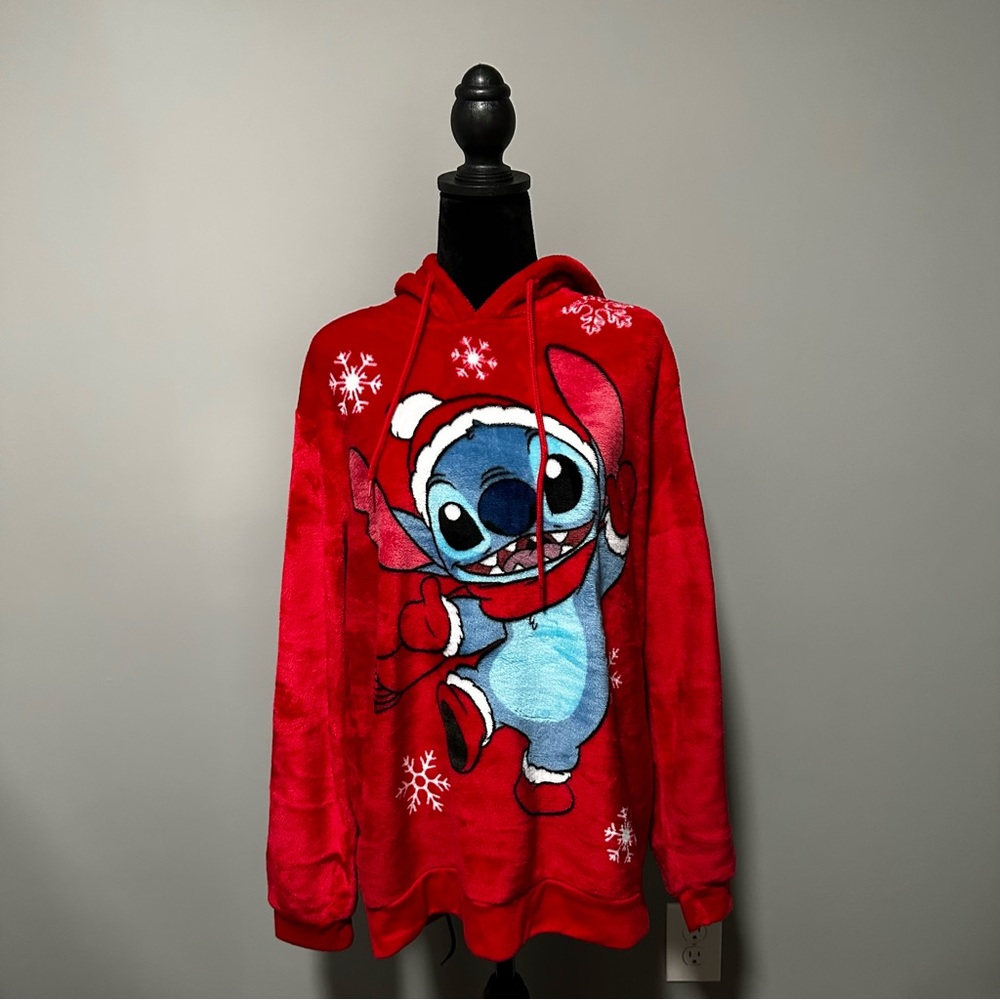 NWOT Disney Stitch Christmas Red Cozy Hoodie